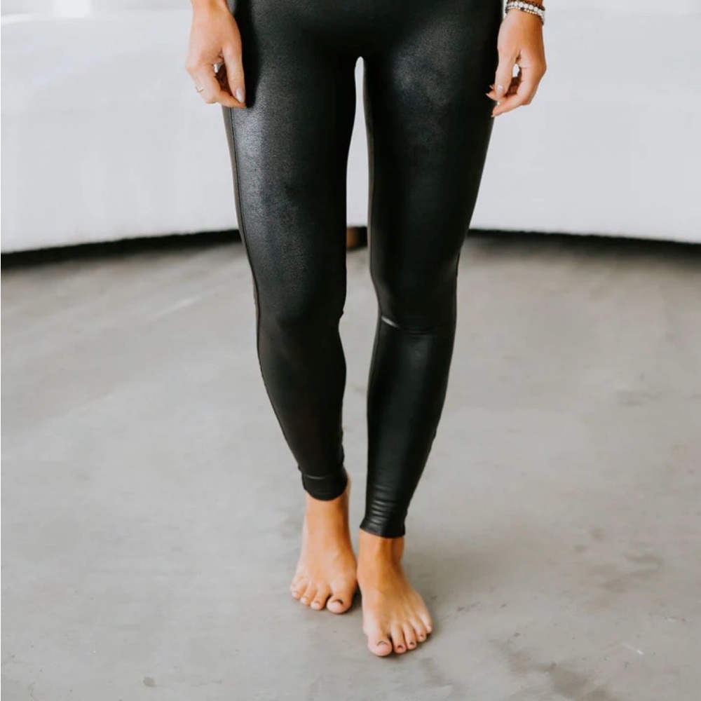 SPANX Black Faux Leather Leggings